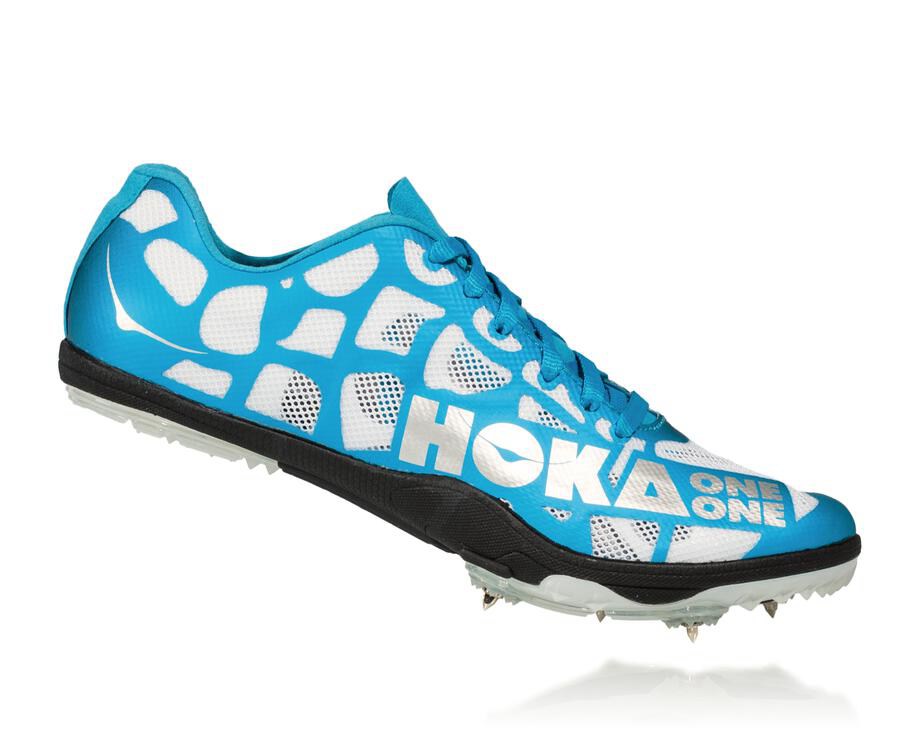 Spikes Mens - Hoka One One Rocket X - White/Blue - OJHULDM-09